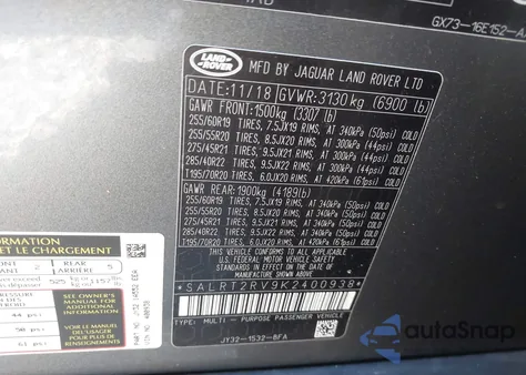 2019 Land Rover Discovery Hse Luxury z USA, uszkodzony, nr VIN SALRT2RV9K2400938